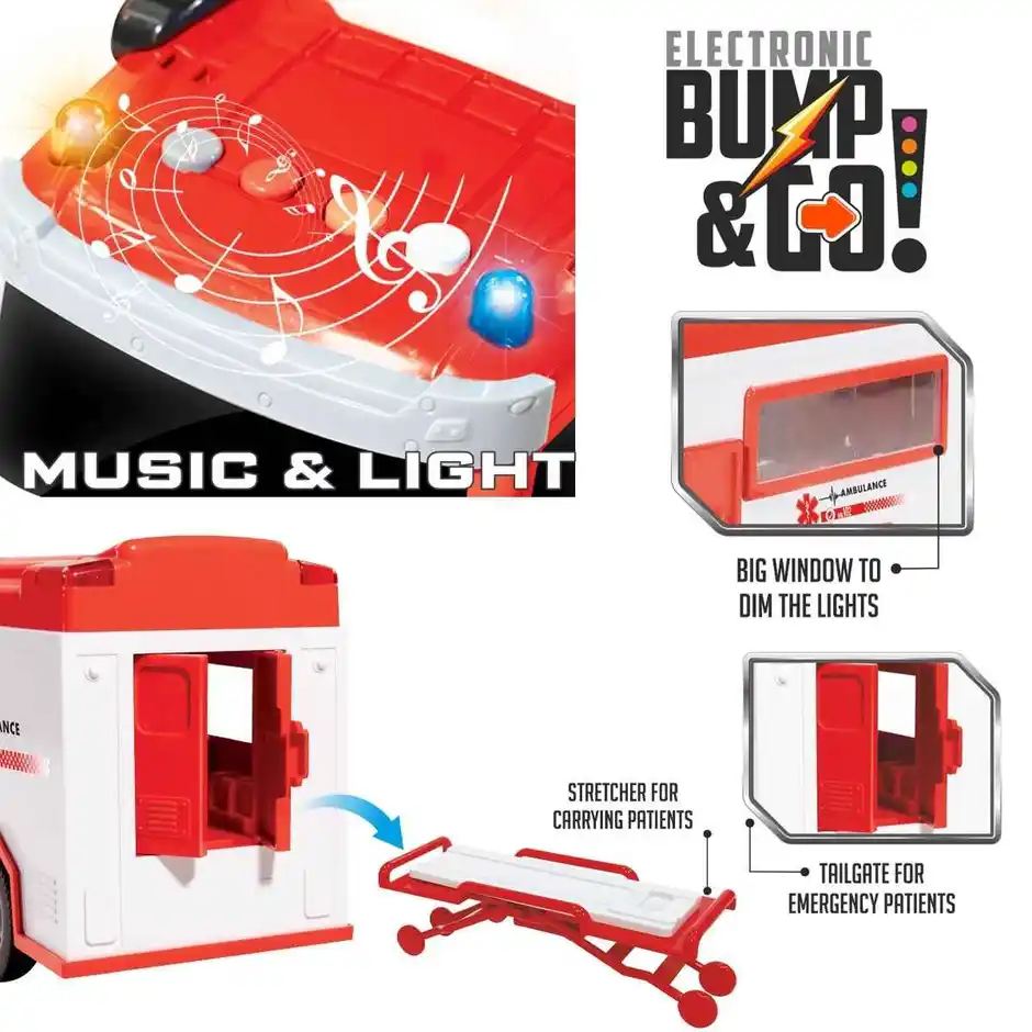 Itoys Bump N Go Ambulance | Light & Music | Friction Powered Truck | 3Y+ - Image 2