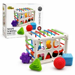 Little Fingers Baby Shape Sorting Block, Montessori Sensory Toys with Blocks Colorful Cube and Alphabets, Shape Sorting, 18M+