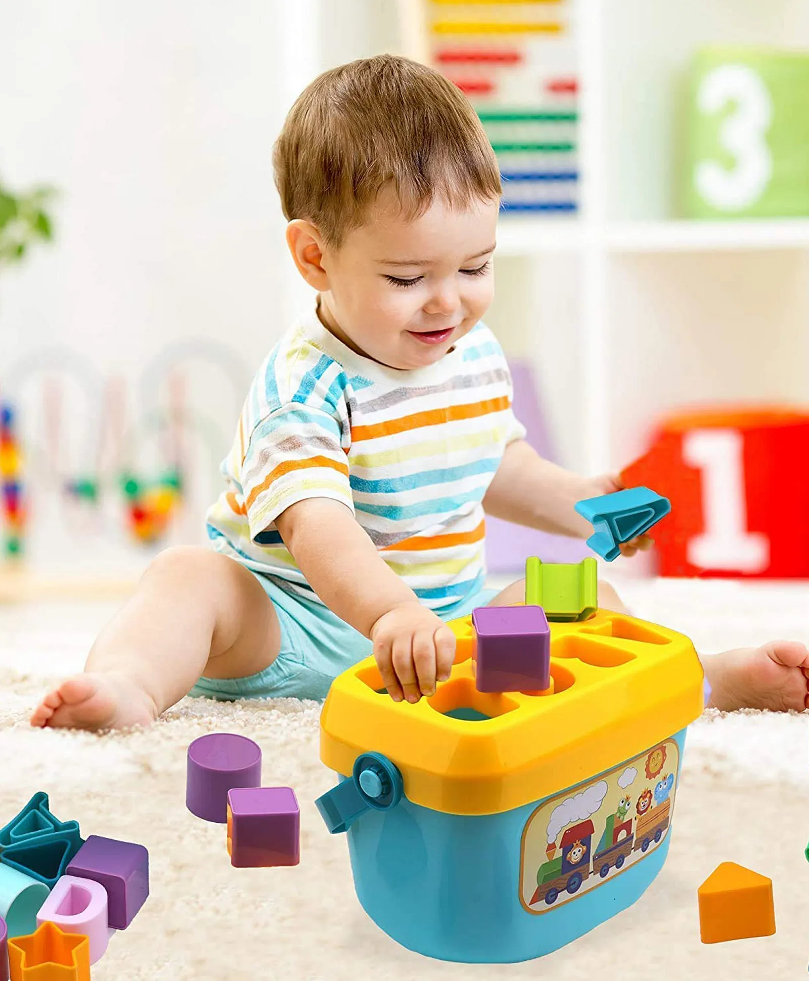 Little Fingers Baby’s First Educational Shape Sorting Blocks Toy | 16 Pcs ABCD Learning Blocks & Shape Sorter | Early Development Activity Toy Old Boys & Girls, 18M+ - Image 2