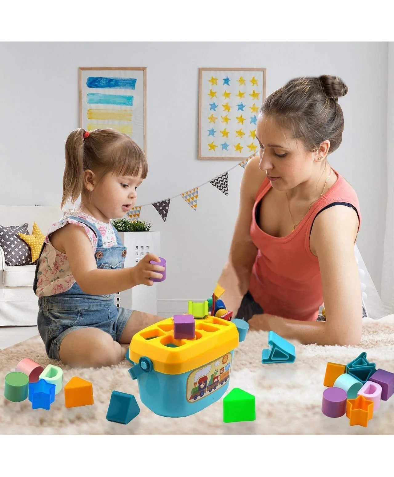 Little Fingers Baby’s First Educational Shape Sorting Blocks Toy | 16 Pcs ABCD Learning Blocks & Shape Sorter | Early Development Activity Toy Old Boys & Girls, 18M+ - Image 7