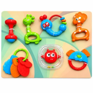 Love Son Baby Rattle Set for Infants | 7-Pcs Colorful Rattles & Teethers | Safe & Engaging Baby Toy Set, 3M+
