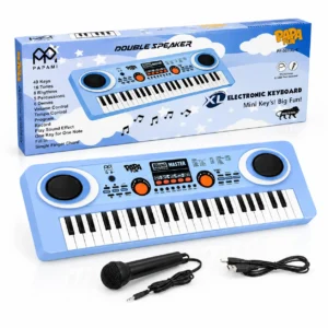 PAPAMI Papa Fun 49 Keys Double Speaker Electronic Keyboard Piano XL with Microphone & USB (Assorted Colours), 3Y+