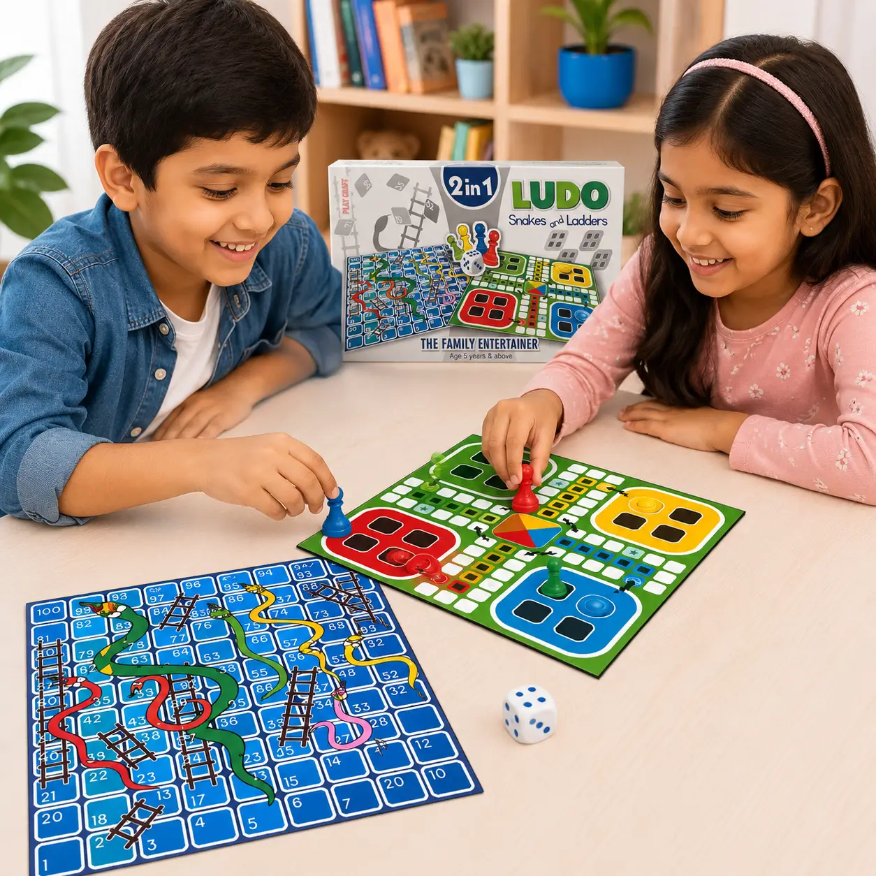 Play Craft Ludo Premier 2-in-1 Snakes and ladders Board Game, 5Y+ - Image 2