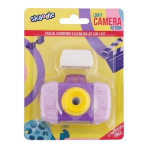 SKOODLE Camera Eraser, Sharpener & Clean Roller 3-in-1 Set with Extra Eraser, 3Y+