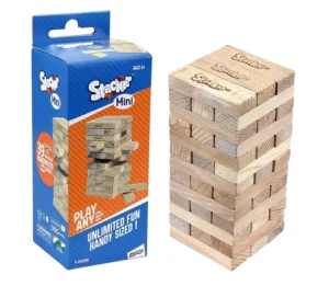 SKOODLE Quest Stackrr Mini Stacking Tumbling Tower Game | 39 Precision Wooden Blocks of Premium Beechwood, 4Y+