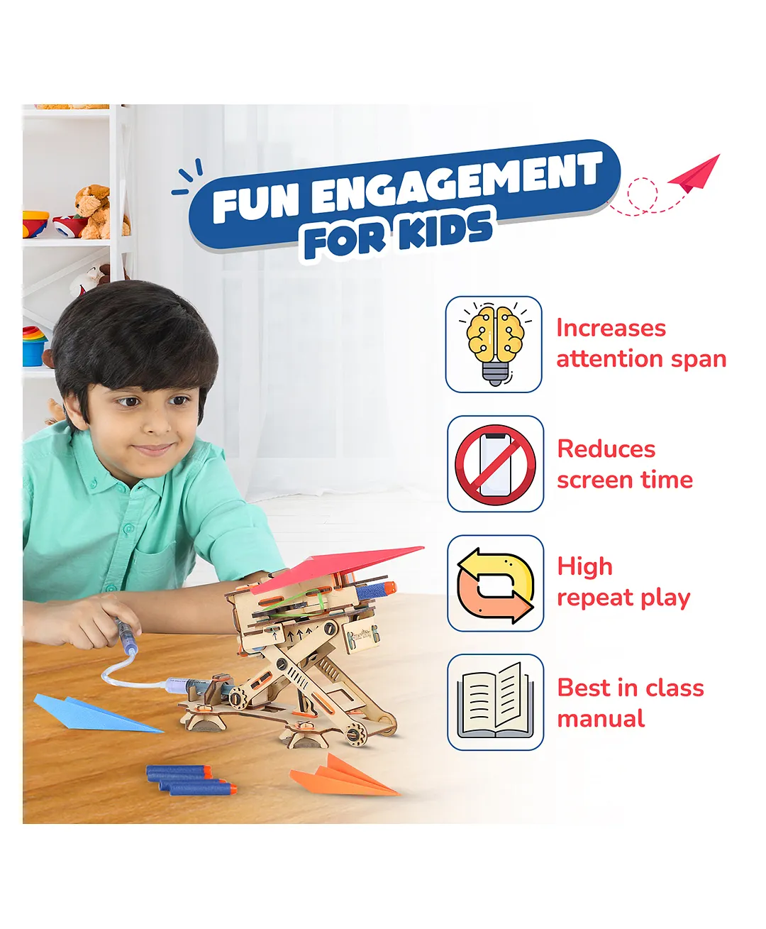 Smartivity Hydraulic Plane Launcher, Stem, Learning, Educational And DIY Building Kit, 6Y+ - Image 2