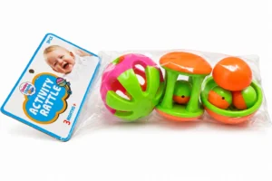 Sunny Activity Rattle 3Pcs for Infants with Non-Toxic ABS Plastic, 3M+ (Assorted Colours)