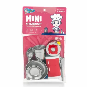 Sunny Mini Kitchen Set Compact Stainless Steel Starter Cooking Set for Kids 3Y+ (Red)