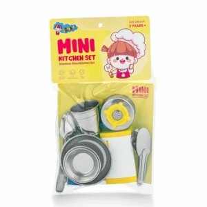Sunny Mini Kitchen Set Compact Stainless Steel Starter Cooking Set for Kids 3Y+ (Yellow)