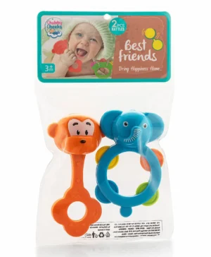 Sunny Best Friends 2 Pcs Rattle set Toy (Color and Shapes May Vary)