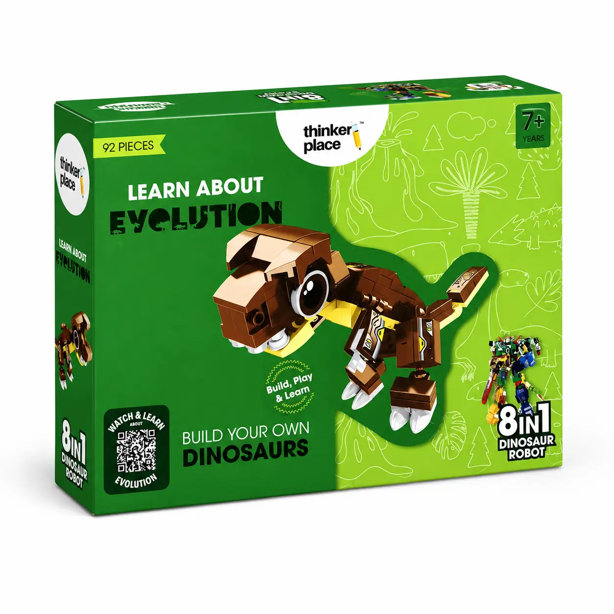 Thinkerplace DIY Building Block Set 8 in 1 Dinosaur Ranger - Tyrannosaurus Rex, 7Y+