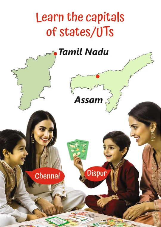 Unik Play Geografika India Map Game with Flash Cards Board Game | Geography Game, Learn Capitals & Languages Spoken, 6Y+ - Image 8
