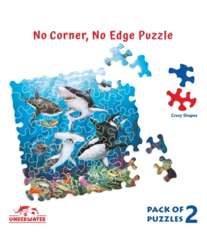 UnikPlay Go Crazy Jigsaw Puzzle Underwater Theme Unique Shaped Pieces Educational Toy | Birthday & Return Gift Pack of 2 - 100 Pcs, 6Y+