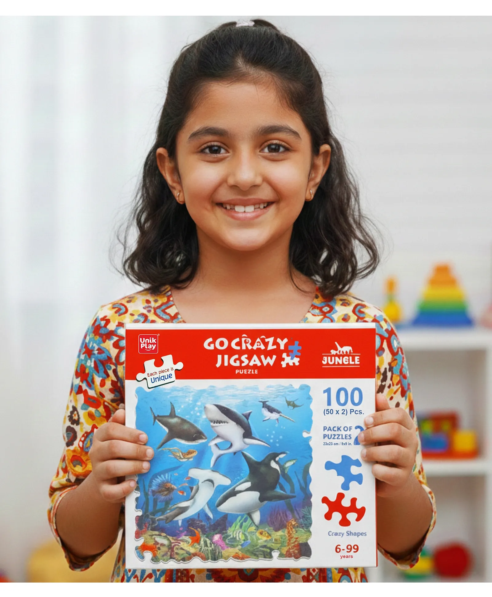 UnikPlay Go Crazy Jigsaw Puzzle Underwater Theme Unique Shaped Pieces Educational Toy | Birthday & Return Gift Pack of 2 - 100 Pcs, 6Y+ - Image 6