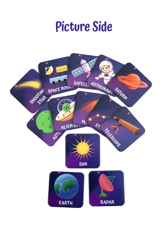 UnikPlay Shape Jigsaw Puzzle | Space Theme | 16 Large Pieces & 13 Double-Sided Game Cards | Montessori Educational Toy for Toddlers & Kids, 3Y+ - Image 3