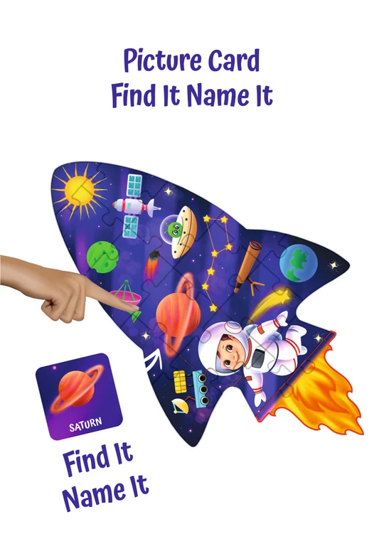 UnikPlay Shape Jigsaw Puzzle | Space Theme | 16 Large Pieces & 13 Double-Sided Game Cards | Montessori Educational Toy for Toddlers & Kids, 3Y+ - Image 5