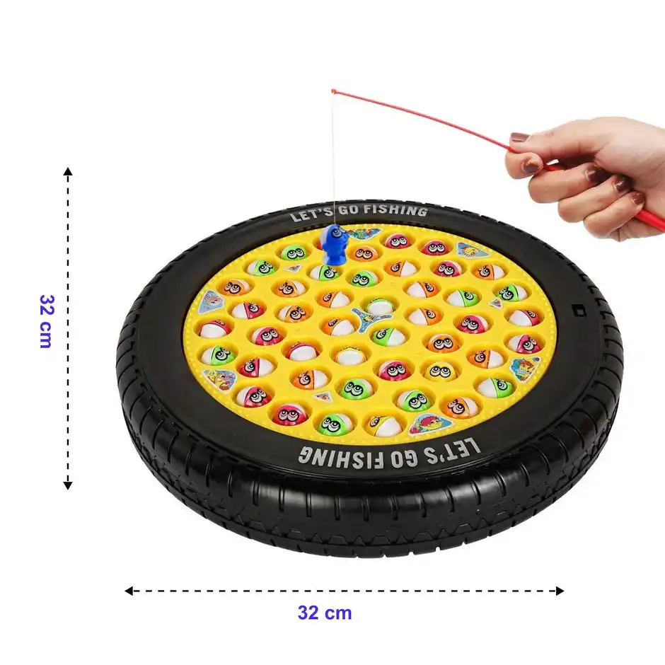 Webby Musical Rotating Tyre Fishing Game Toy with 45 Fishes | Multi-Color, 3Y+ - Image 4