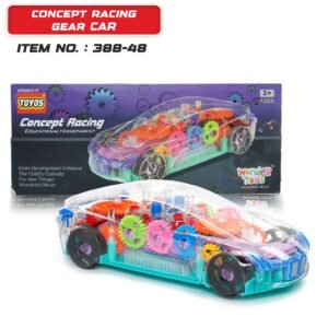 Wonder Toys Concept Racing Gear Car - Transparent Bump & Go with 360° Lights Music (Multicolor), 3+ Years