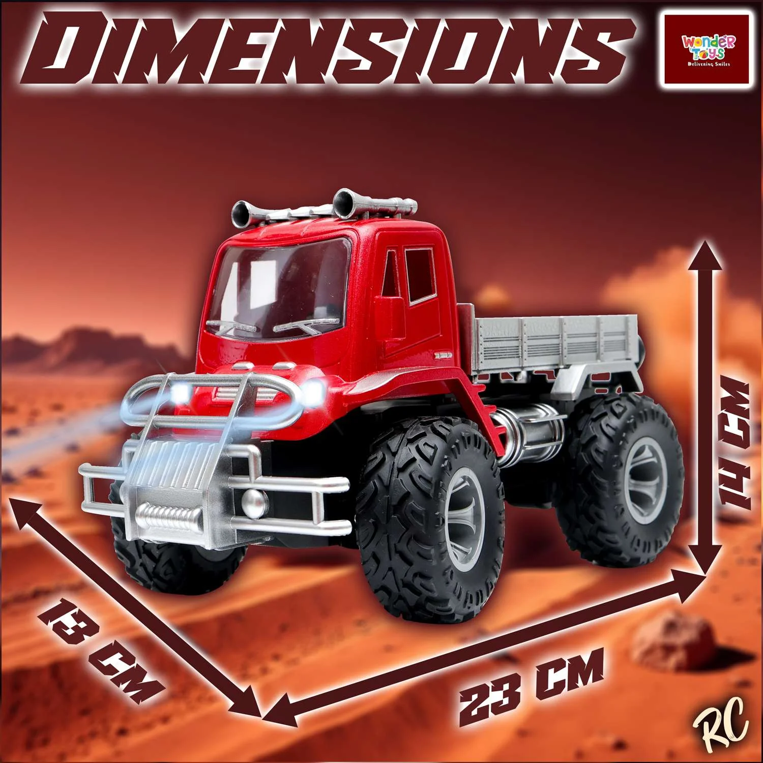 Wonder Toys Remote Control, RC Rechargeable Cargo Truck, LED Lights C-Type Charging Lithium Battery, 4Y+ - Image 3